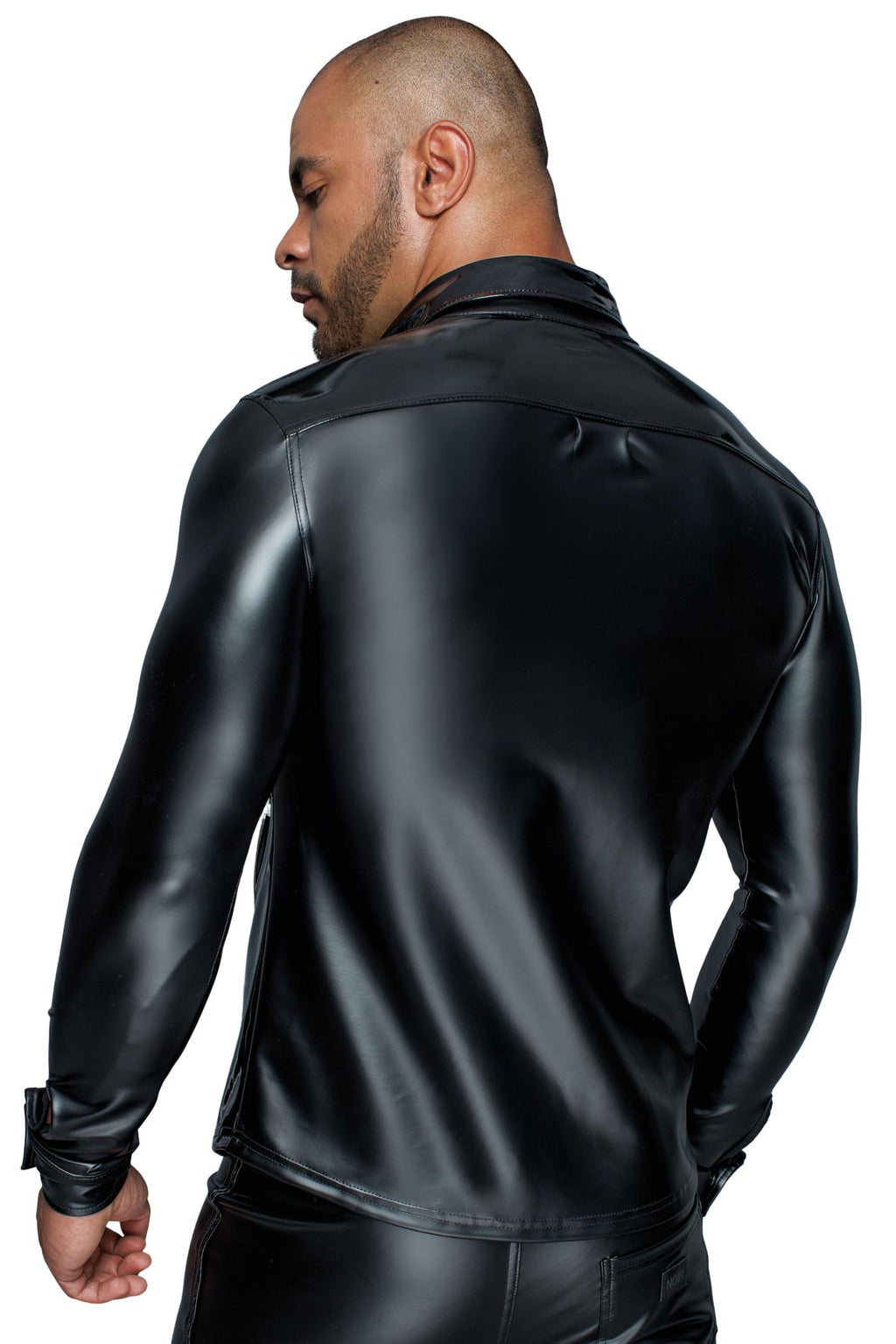 Langarm-Shirt Powerwetlook & PVC H064 – Noir Handmade
