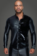 Langarm-Shirt Powerwetlook & PVC H064 – Noir Handmade