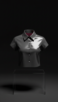 PVC Cropped Shirt mit Druckknöpfen